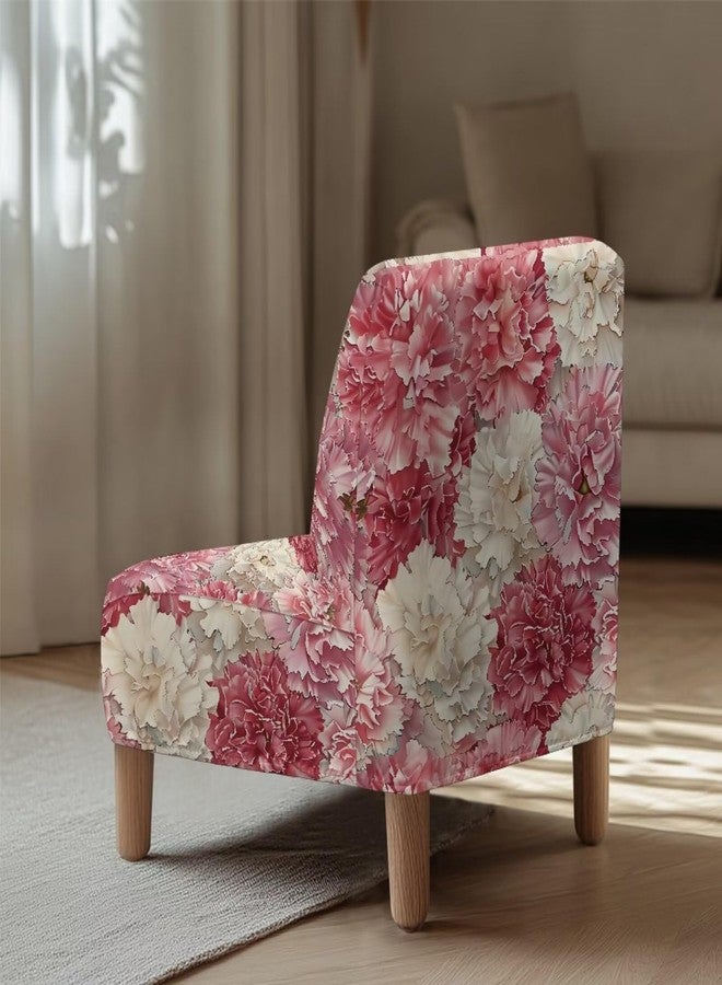 Hechitok Pink White Flower Armless Accent Chair Cover Stretch Slipper Chair Slipcovers with Elastic Bottom Furniture Protector Cover for Living Room Home Hotel - Image 5